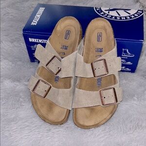 Birkenstock Taupe Suede Sandals
